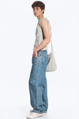 Jean droit et ample taille mi-haute Galaxy - 90s Blue – Bleu moyen — photo 2