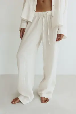Pyjama en mousseline de coton - Crème — photo 2