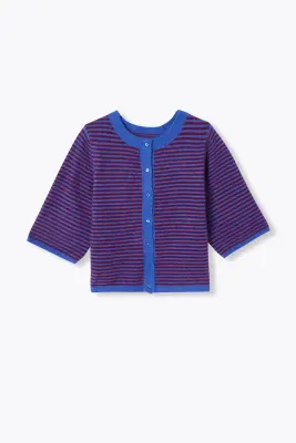 Pull/cardigan rayé recto verso — photo 1