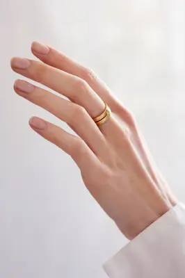 BAGUE VALENTINE 2 ANNEAUX - Or blanc 18 carats — photo 5
