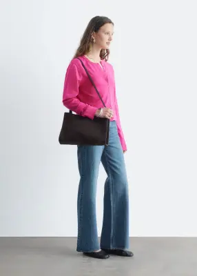 Cardigan en laine à maille unie - Rose vif — photo 4