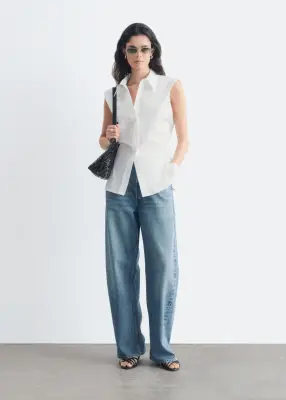Chemise sans manches en coton pima - Blanc — photo 2