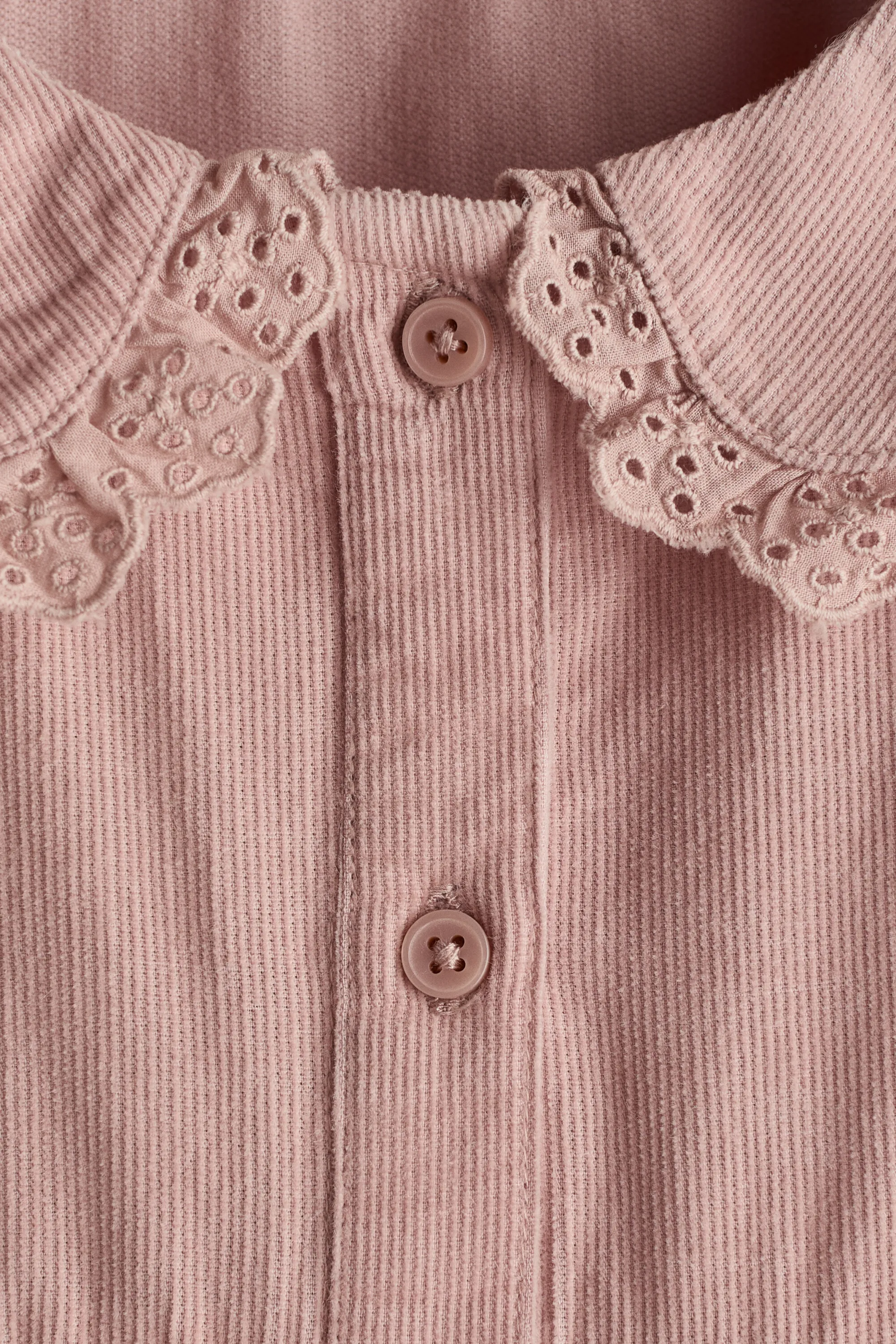 Robe en velours côtelé avec col Claudine - Vieux rose