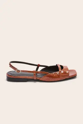Sandales Dona vernis embossé camel — photo 3
