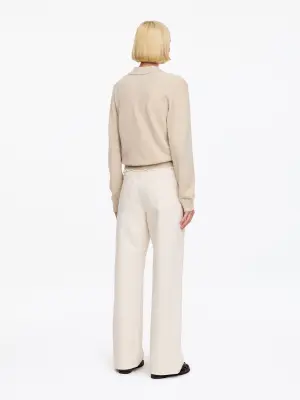 Pull polo en cachemire et laine - Beige — photo 1