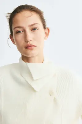 Gilet croisé en laine mélangée - Crème — photo 2