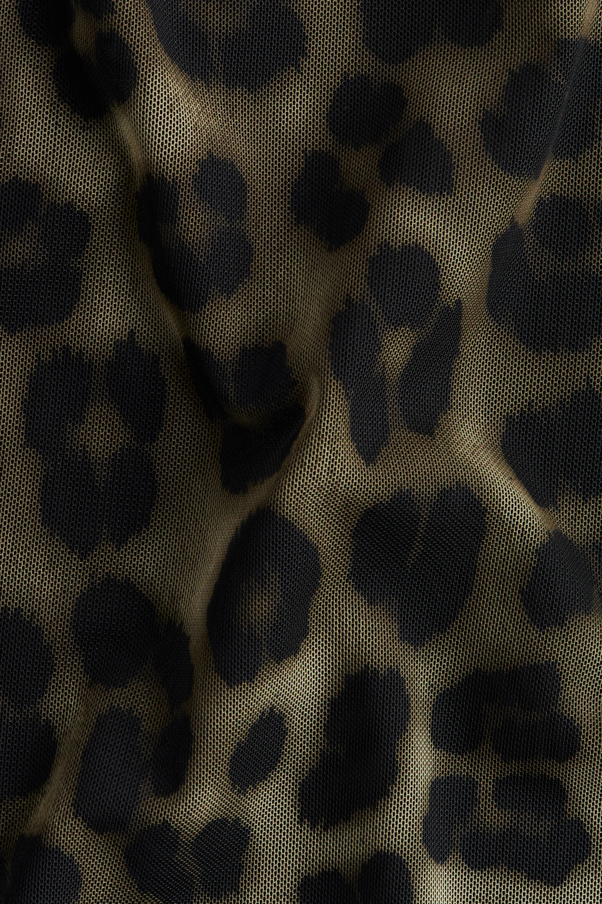 Top en mesh à motif - Noir/imprimé léopard