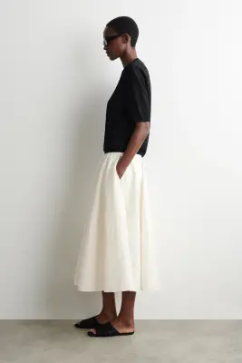 JUPE MIDI À POIS EN JACQUARD DE COTON - BLANC / POIS — photo 2