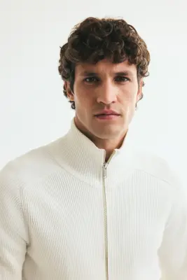 Gilet Slim Fit en maille côtelée - Blanc — photo 2