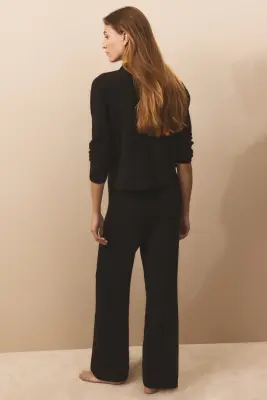 Pantalon à taille élastique - Noir — photo 2