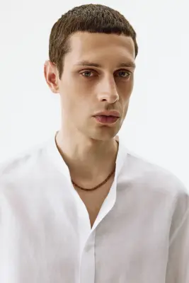 Chemise Relaxed Fit en lin mélangé - Blanc — photo 2
