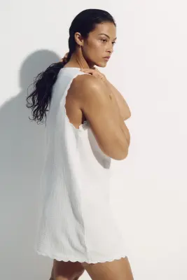 Robe de plage en mousseline de coton - Blanc — photo 4
