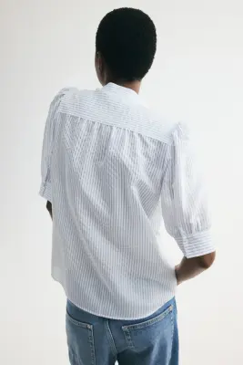 Blouse à manches bouffantes - Bleu/rayé — photo 3