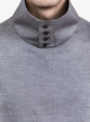 Large Neck Sweatshirt in Warm Gray Cotton Flannel — photo 3