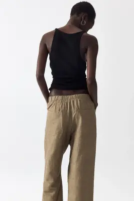 Pantalon droit à cordon - Beige foncé — photo 2