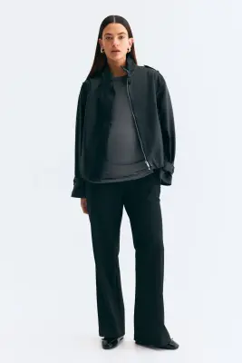 MAMA Pantalon bootcut - Gris foncé/rayures tennis — photo 1