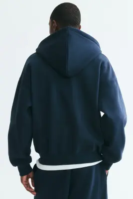 Veste à capuche zippée Oversized Fit - Bleu marine — photo 3