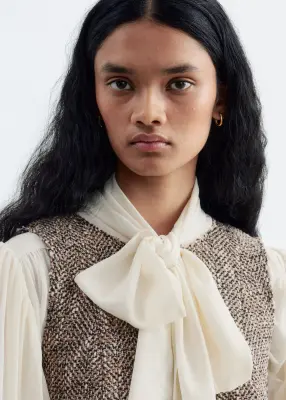 Robe courte à bords bruts - Taupe chiné — photo 3