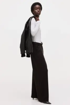 Pantalon en jersey romanite avec ceinture - Marron foncé — photo 4