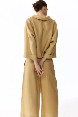 Blouse oversize en lyocell mélangé - Beige clair — photo 4