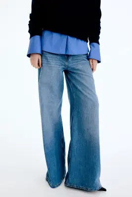 Wide High Waist Jeans - Bleu denim — photo 1