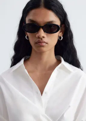 Chemise en coton à taille ceinturée - Blanc — photo 3