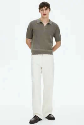 Polo Regular Fit en maille torsadée - Beige foncé — photo 1