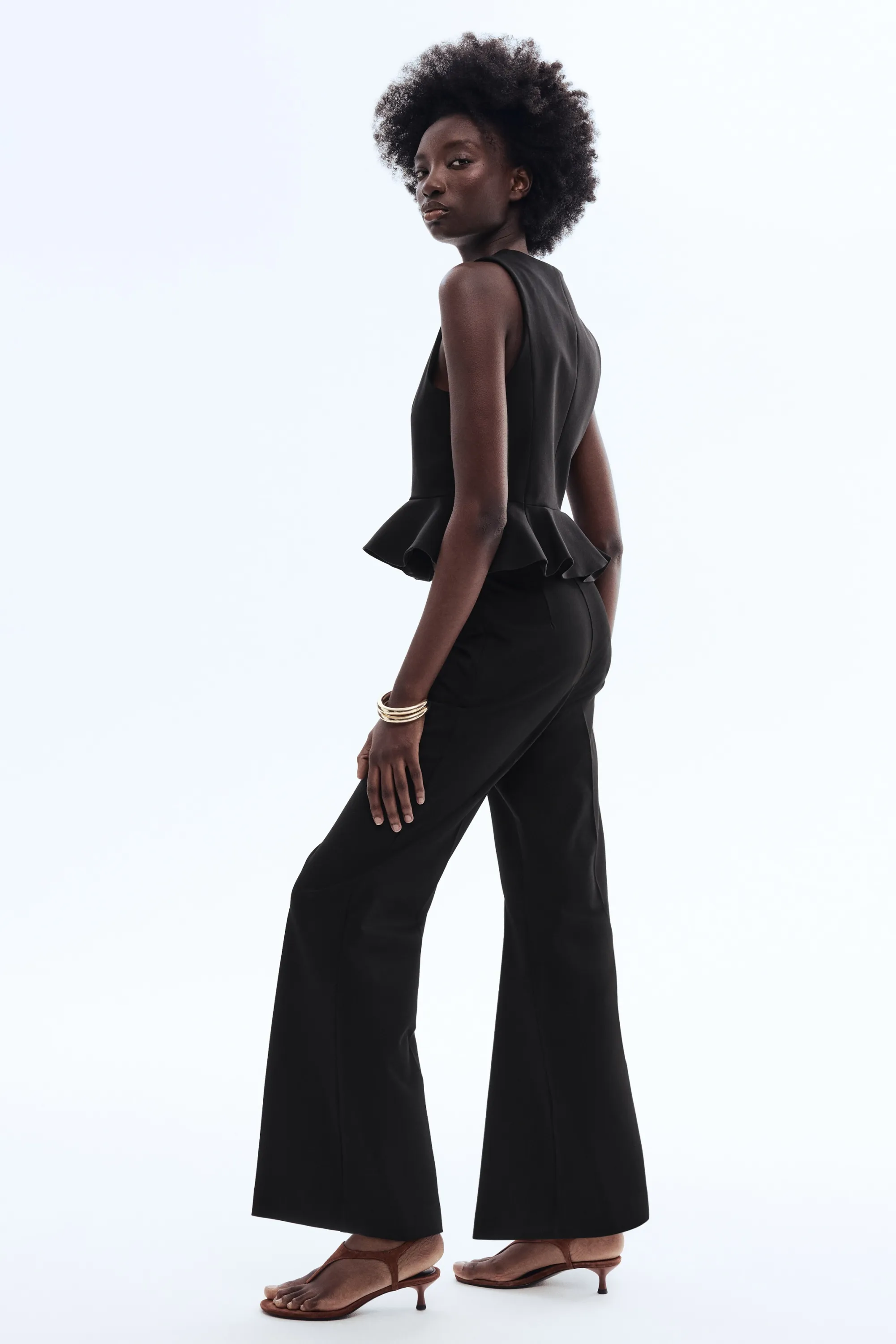 Pantalon bootcut en twill - Noir