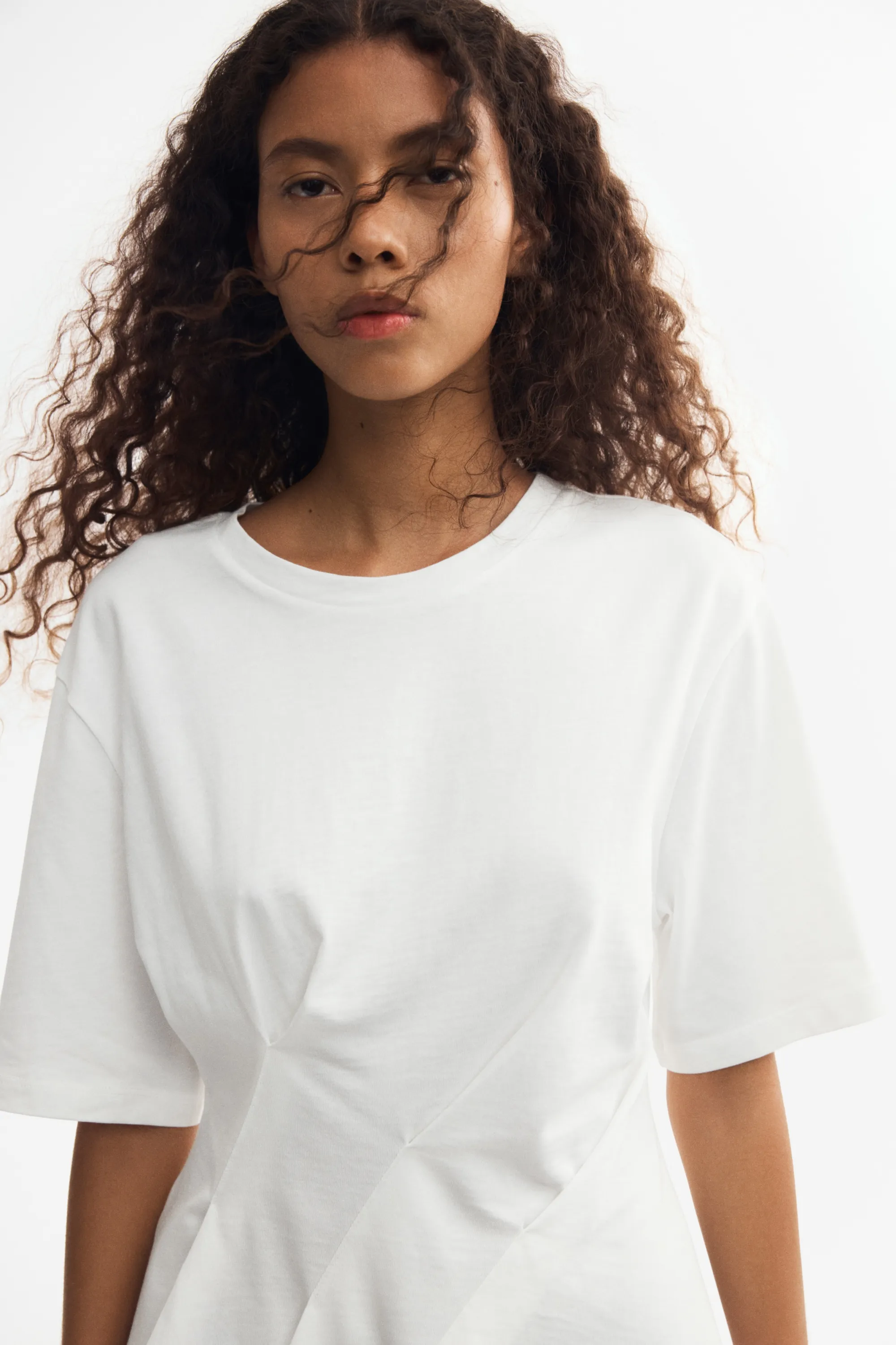 Top plissé en coton - Blanc