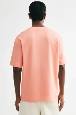 T-shirt Loose Fit en interlock - Rose corail — photo 3