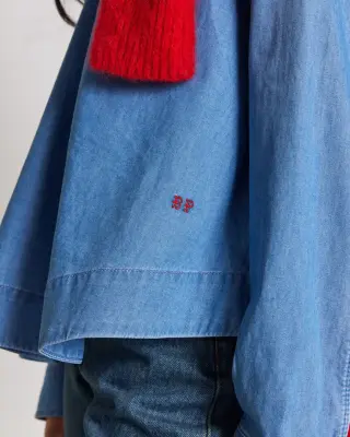 Blouse Zoelie bleu chambray — photo 4