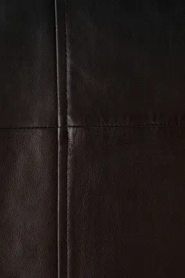 Jupe midi en cuir - Noir/marron — photo 1