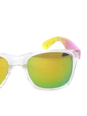 Lunettes de soleil verres miroir monture rose jaune NEUVES — photo 3