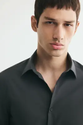 Chemise Slim Fit repassage facile - Gris foncé — photo 2