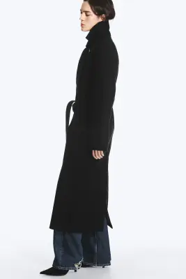 Manteau oversize croisé en laine mélangée Kia - Noir — photo 4