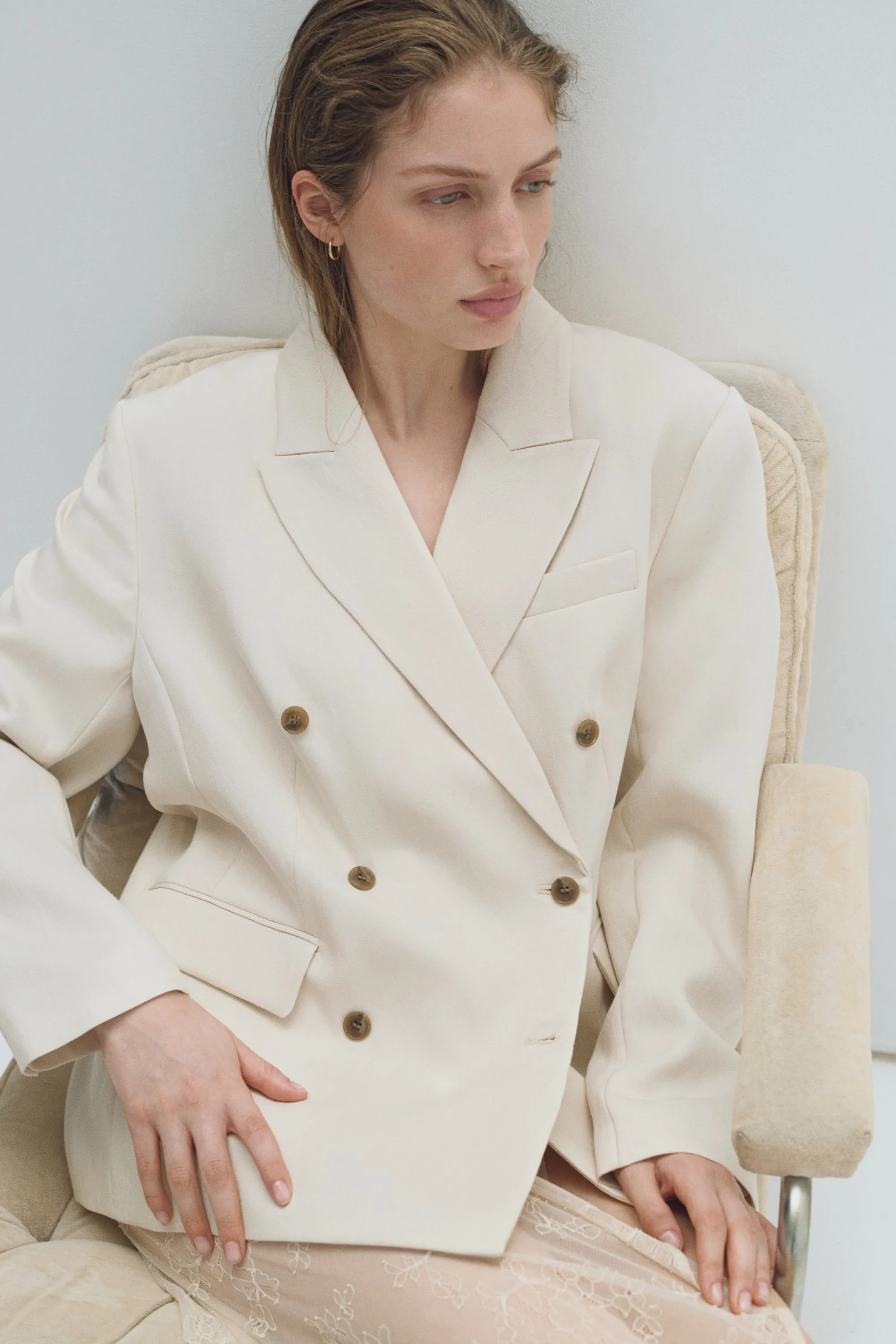 Blazer à fermeture croisée - Beige clair
