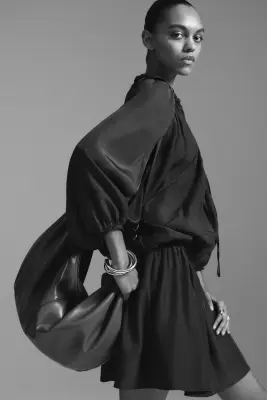 Robe tunique avec détail tressé - Vert kaki foncé — photo 3