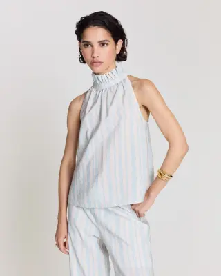 Top Leonora rayures onde fond blanc — photo 1