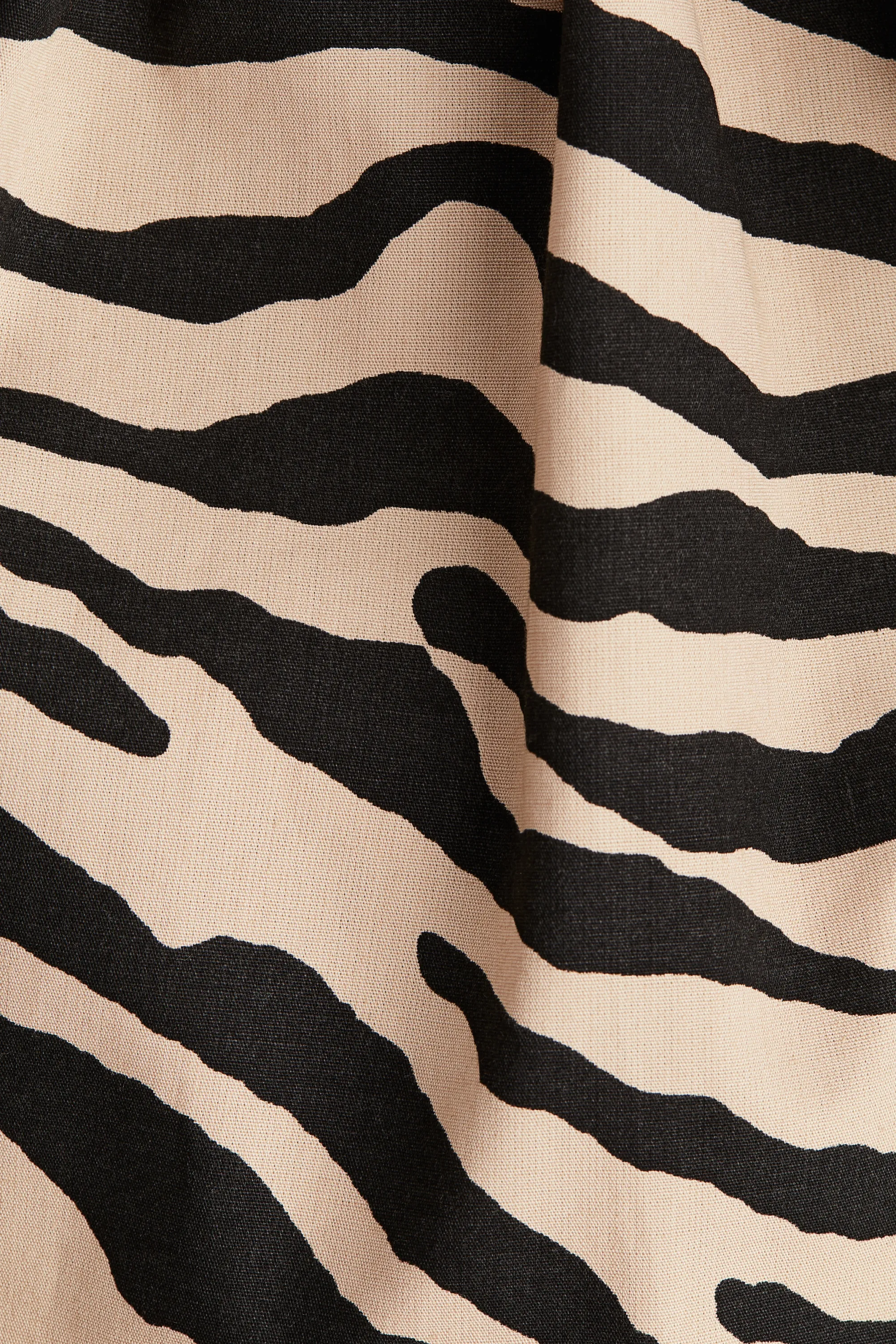 Robe épaules nues volantée - Beige/motif zébré