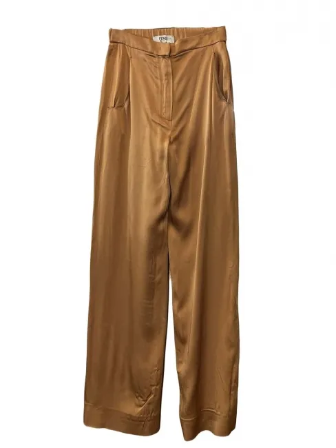 Pantalon droit fluide en satin camel Prix boutique 1200€ Taille 38
