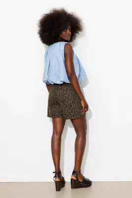 Short léopard en toile Femme — photo 4