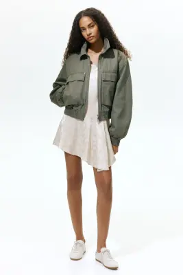 Robe à bretelles fines en satin - Beige clair/fleuri — photo 1