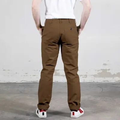 Pantalon workwear en croisé en coton bio 1G/256 - Ecorce — photo 3