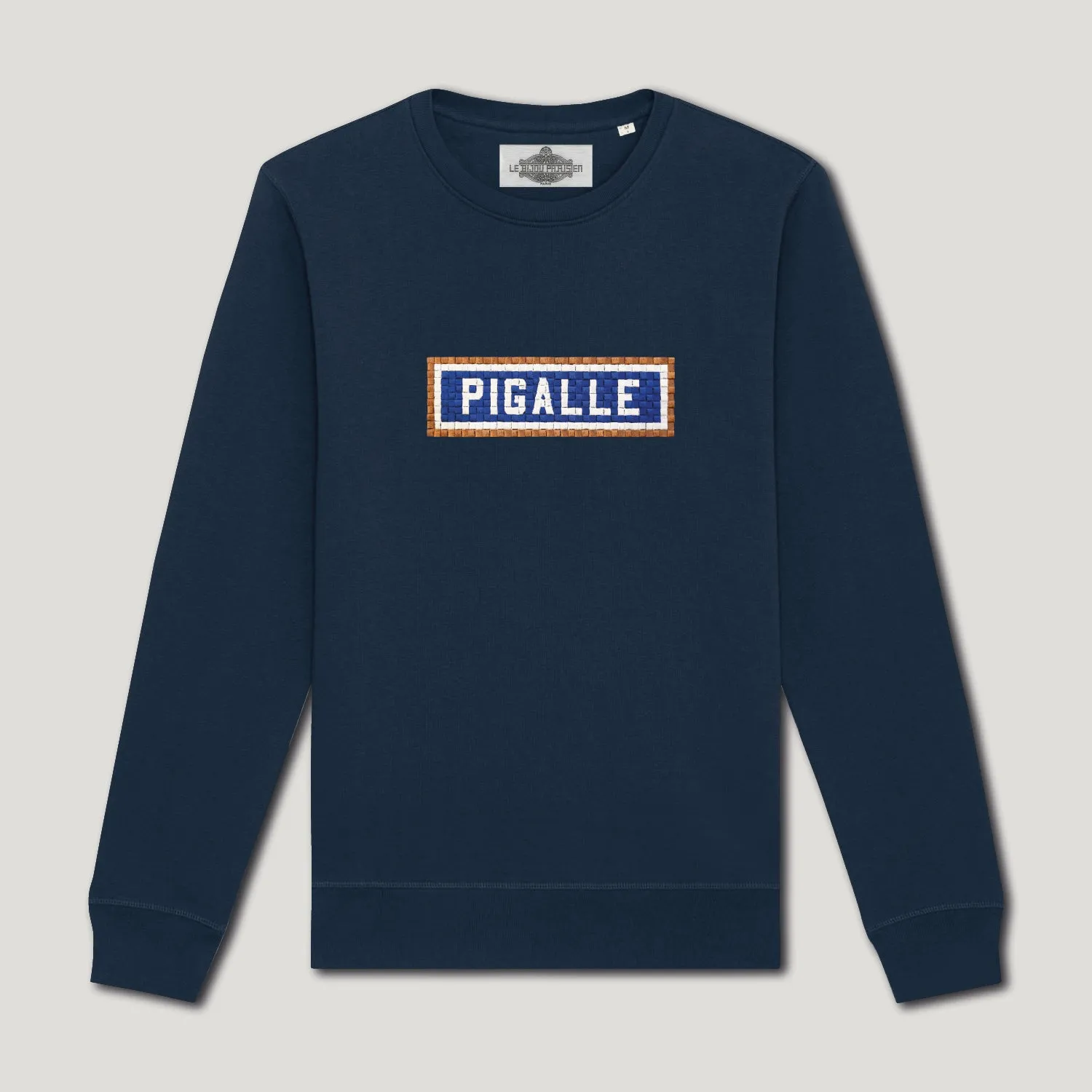 SWEAT-SHIRT COTON BIO BRODÉ - PIGALLE - NAVY