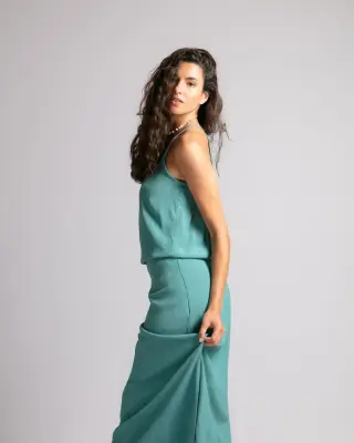 Robe longue Anna bleu Niagara – Karma Koma — photo 3