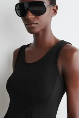 TOP SCULPTÉ EN MAILLE À PANNEAUX - NOIR — photo 3