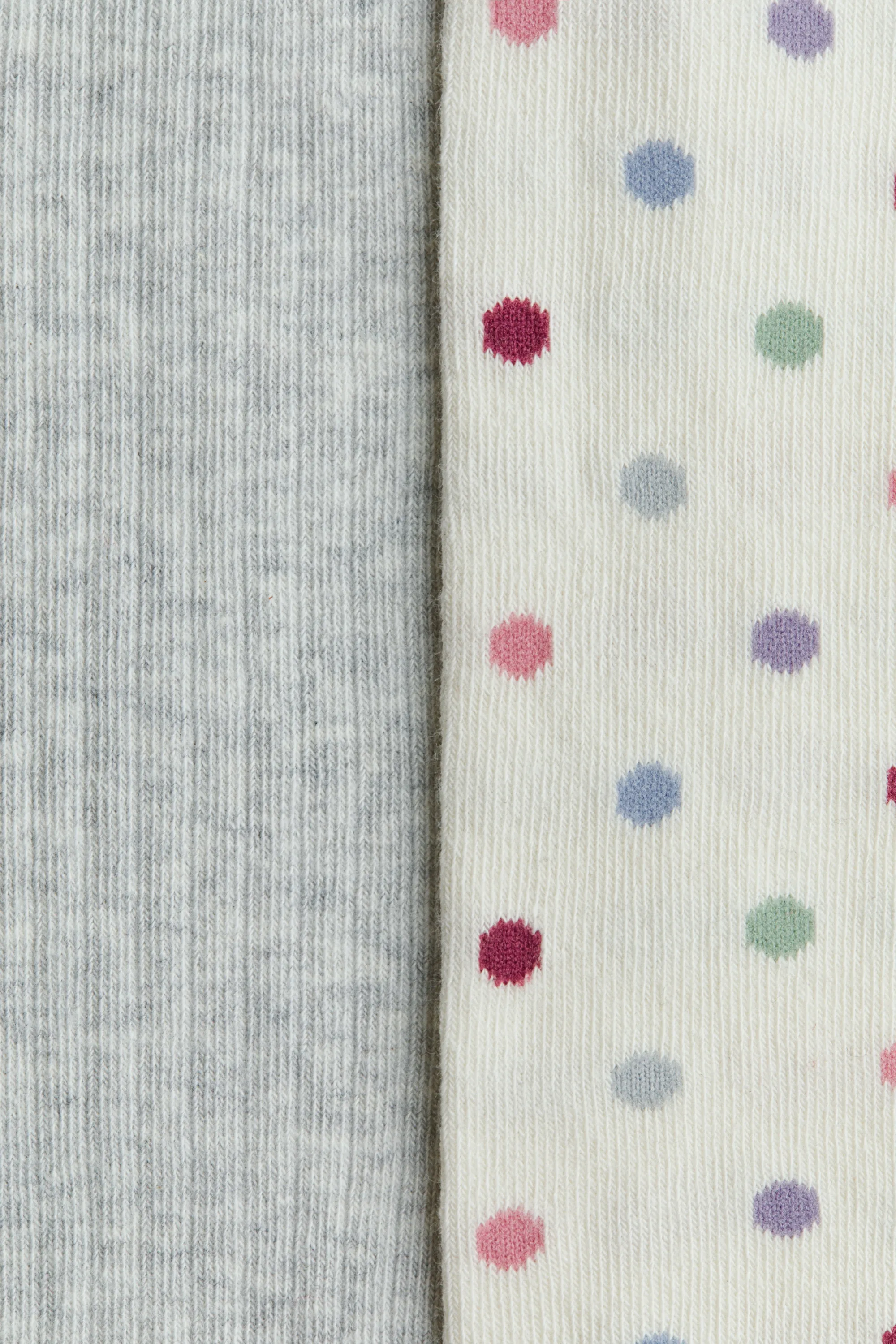 Lot de 2 collants en maille jacquard - Gris clair/pois