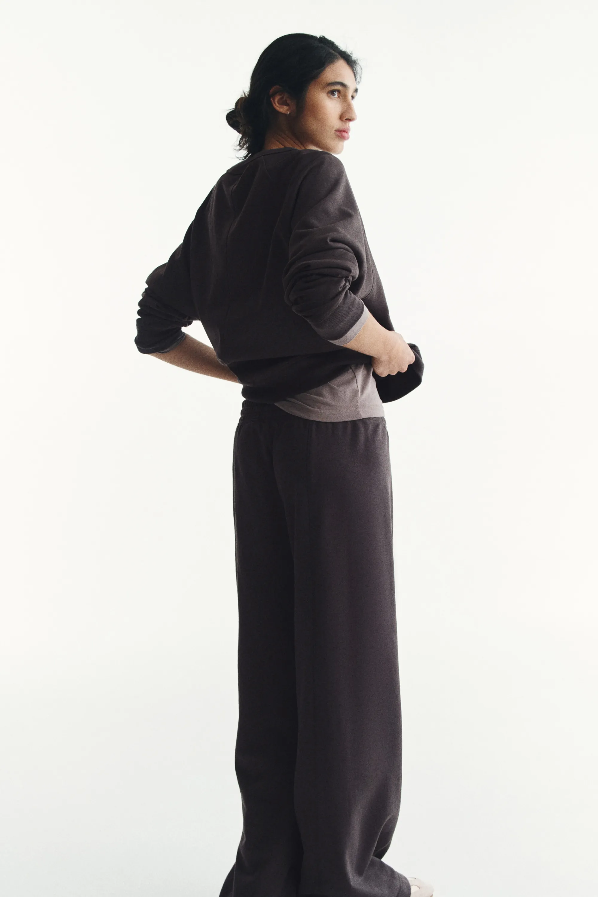 Pantalon jogger à jambes larges - Gris truffe