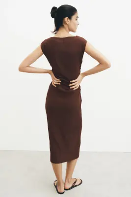 Robe froissée à mancherons - Brun rouille — photo 3