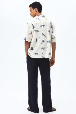 Pantalon Relaxed Fit - Bleu marine — photo 3